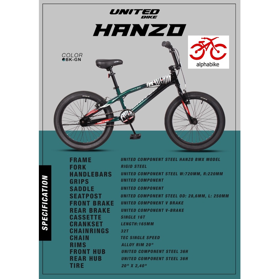 SEPEDA ANAK BMX 20 UNITED HANZO