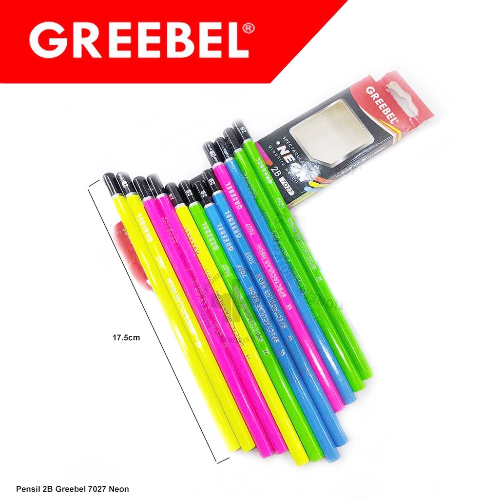 

Greebel Hexagonal Pensil 2B Polos 7027 Neon Ujung Hitam