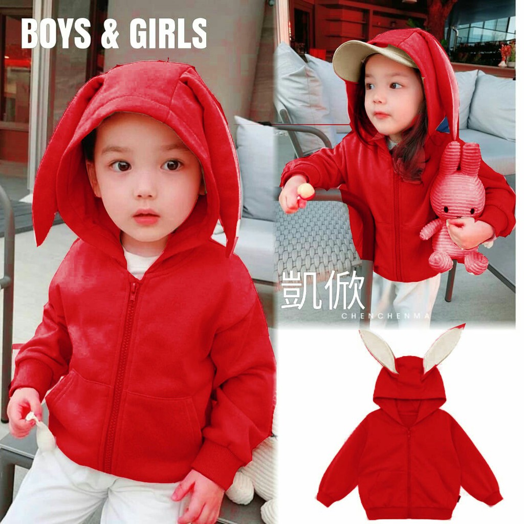 Baju Jaket Hoodie Anak Boy &amp; Girls Rabbit Kids Hoodie 4-6 Tahun MS