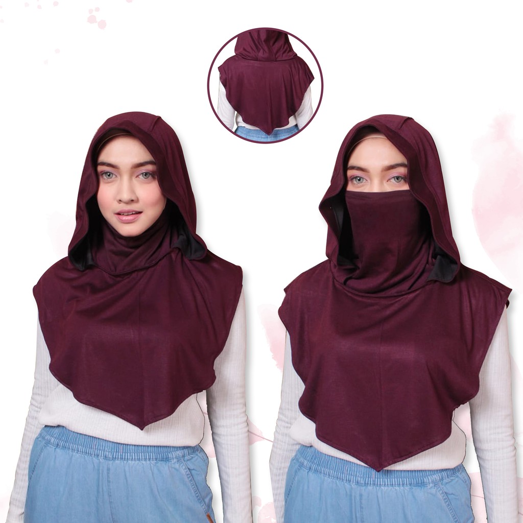 ETERNA STITCH/ FASHION MUSLIM WANITA/ JILBAB INSTAN 2 IN 1 DEENA/ JILBAB MASKER/ JILBAB OLAHRAGA