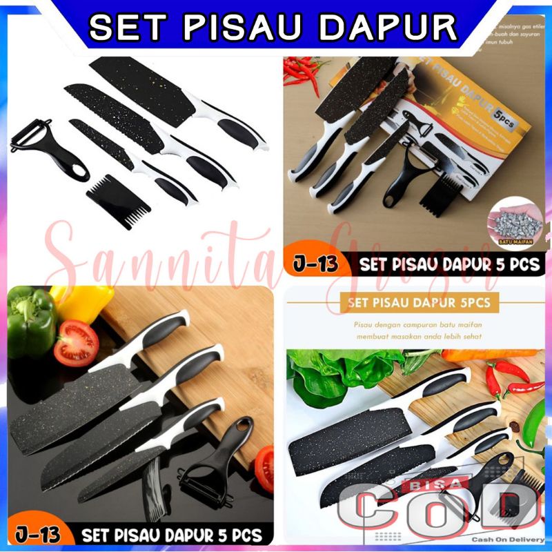 SET PISAU DAPUR VIRAL 5in1 MULTIFUNGSI TAJAM MURAH UNTUK CHEF PROFESIONAL | Knife Kitchen Set 5 pcs 