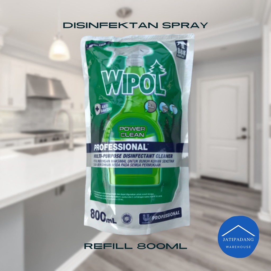Disinfektan Spray WIPOL Refill 800ml anti virus dan bakteri pembersih serbaguna power clean
