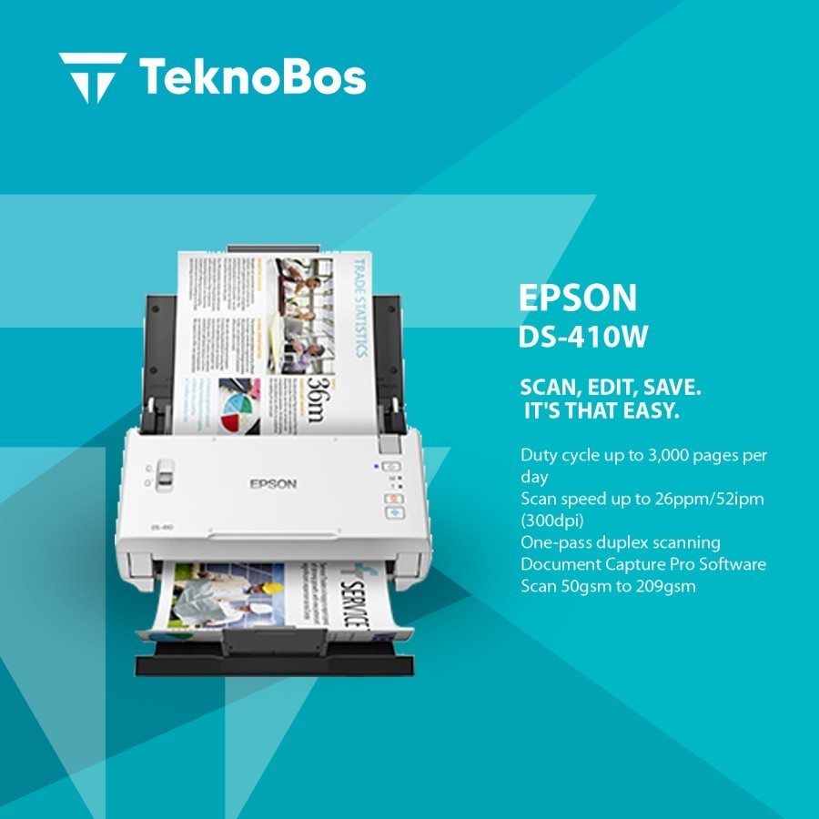 Jual Scanner Epson DS410 A4 Duplex Sheetfed Document Scenner DS410