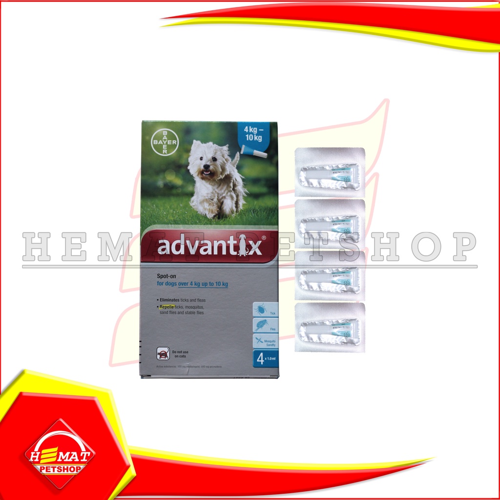 Advantix Dog 4 Kg Up To 10 Kg Obat Kutu Tetes Caplak Anjing Kecil