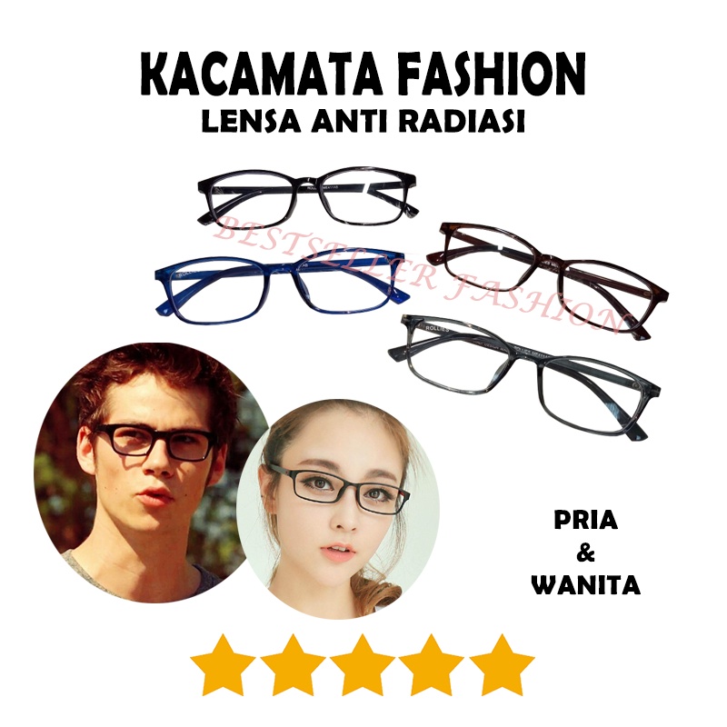 COD Kacamata Korea Kacamata Anti Radiasi Wanita Pria Fashion Kotak Persegi Panjang Eyeglasses Kaca Mata Gaya Unisex NOCASE