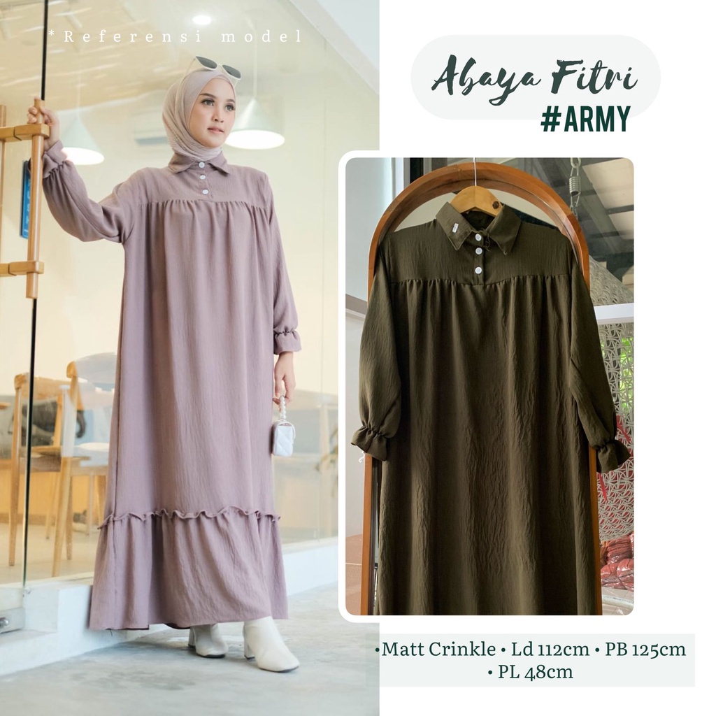 Orimoza Maxi Dress Wanita Rayon Crinkle Busui-ABAYA CRINKLE ARMY