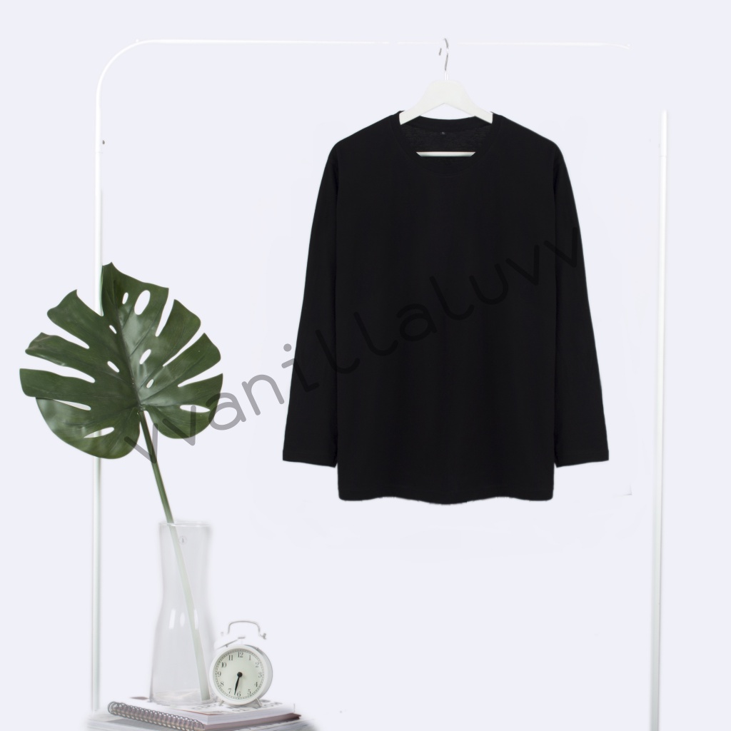 Ribsgold Kaos Polos Long Carbon V-15 Long Sleeve Tee Unisex | Kaos Polos Panjang Pria Wanita Unisex