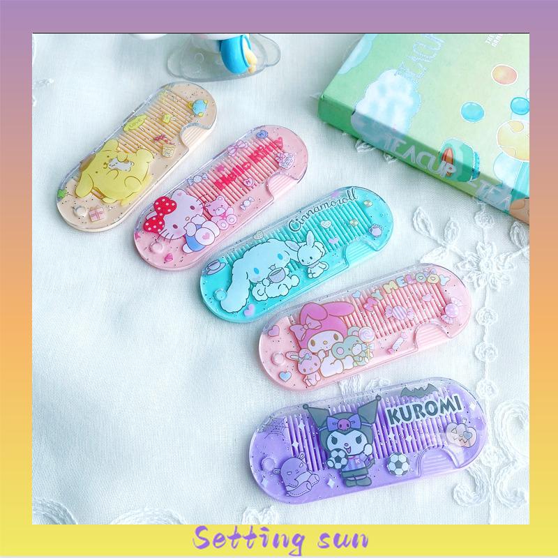 Sisir Kecil Plastik  Kartun Lucu Lipat Portabel Sisir Poni  Kuromi Melody Cinnamoroll Kitty TN