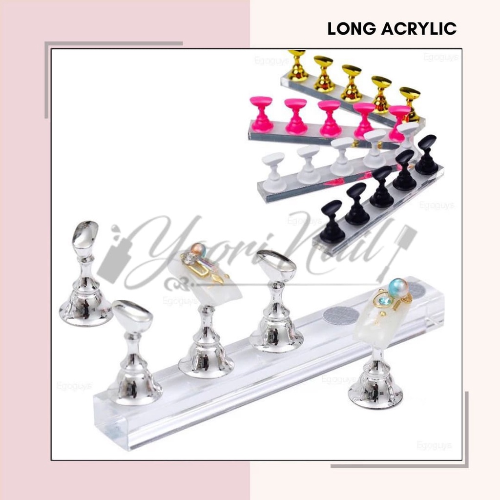 Long acrylic holder tempat kuku hias tempat latihan nail art holder display kuku