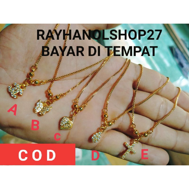 Perhiasan anak anak motif pilihan Kalung Titanium lapis emas 22k anti karat