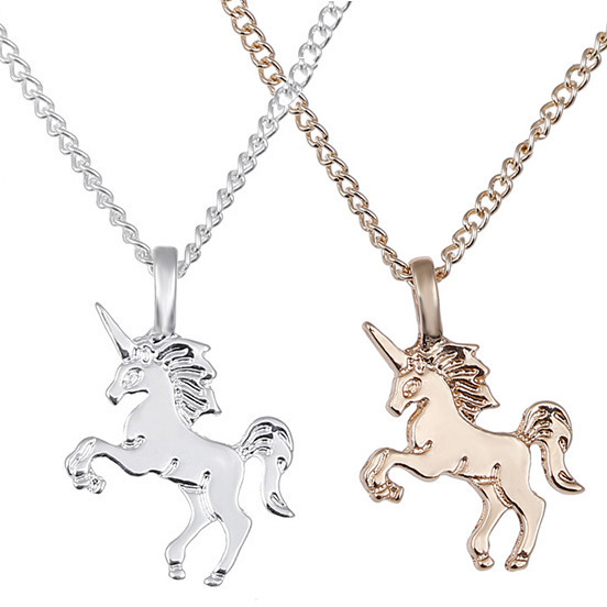 SEUSUK  Fashion Jewelry Life Is Magical Unicorn Statement Necklace Women Pendant