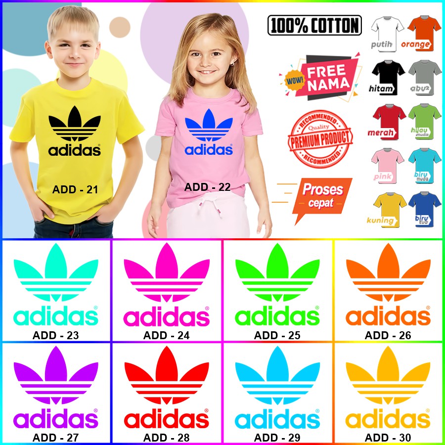 Baju Kaos ANAK DAN DEWASA ADIDAS COUPLE (FREE NAMA)