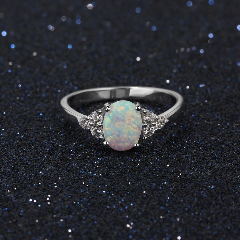 Temperament Classic Wedding Ring Protein Cat Eye Opal Color Sterling Silver Ring