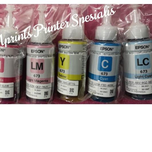 

☊ Tinta Original Epson 673 T673 Refill L800 L805 L810 L850 L1800 - Biru ❂