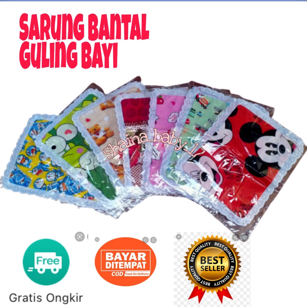 Sarung bantal guling bayi set motif karakter katun halus lembut 1 sarung bantal 2 sarung guling