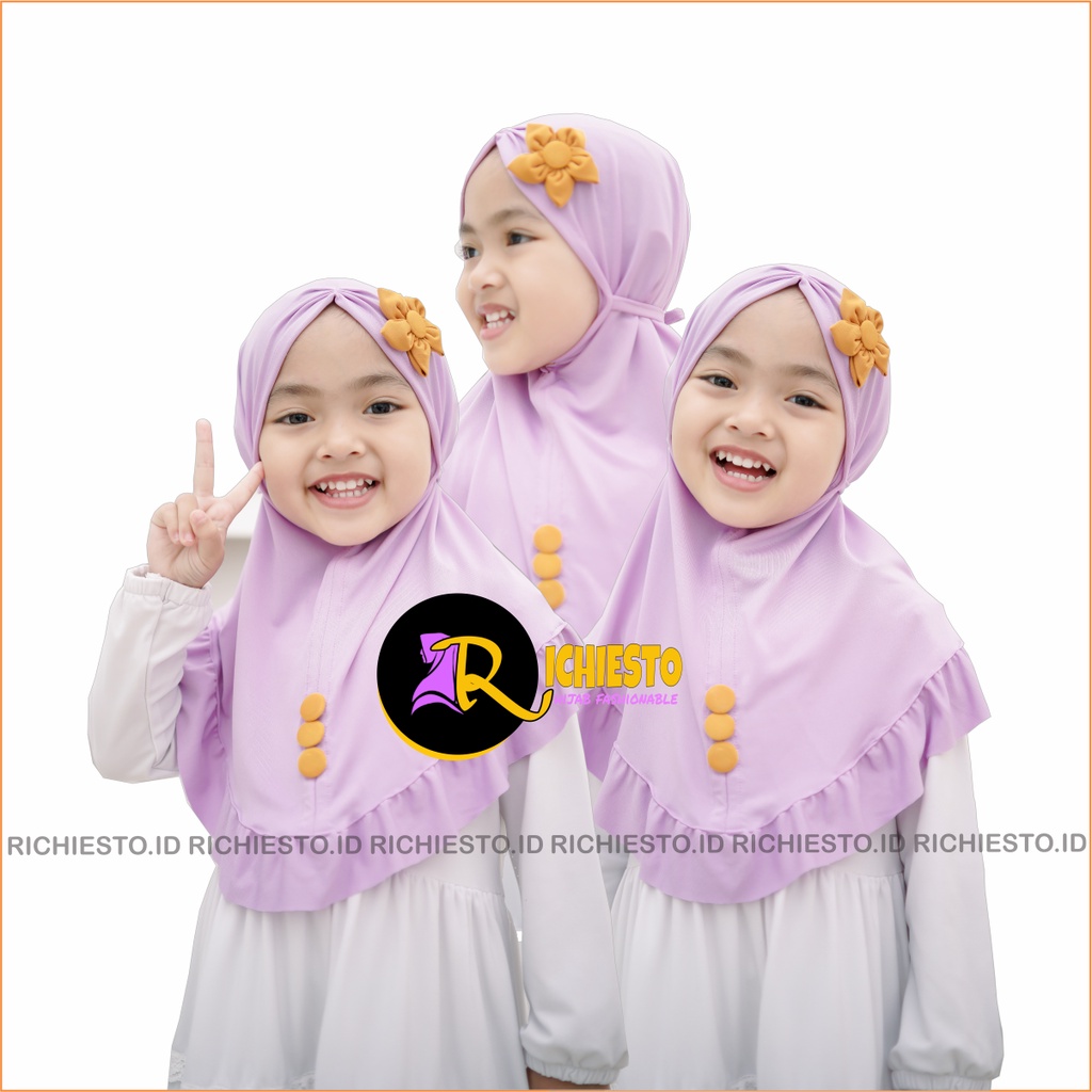 Jilbab Anak Bayi Perempuan Instan Lucu BUNGA MATAHARI 0-3 Tahun Jersey