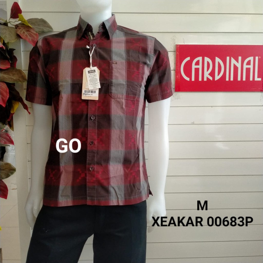 gof M CARDINAL KEMEJA CASUAL Pakaian Atasan Pria Kemeja Reguler Hem Casual Santai Lengan Pendek