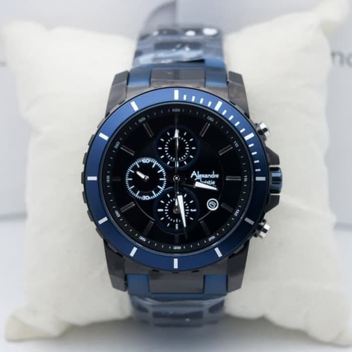 Jam AC Alexandre Christie 6141 Hitam Biru Original