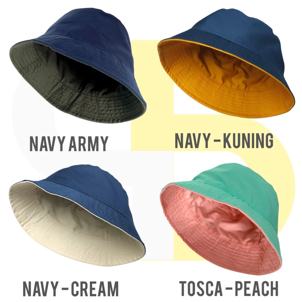 Topi Bucket Hat Premium Korean Style 2 Warna Pria dan Wanita