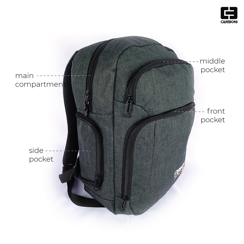 TAS RANSEL CARBONI BACKPACK PRIA SEKOLAH KERJA CASUAL LAPTOP 14 INCH SERI AA00065