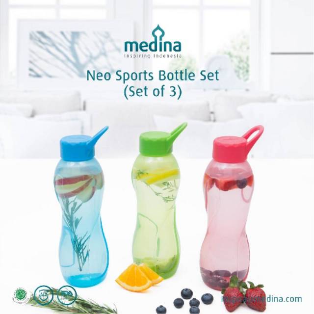 [MEDINA] NEO SPORTS BOTTLE SET (SET OF 3)//BOTOL MINUM PLASTIK HALAL//BOTOL MINUM ANAK