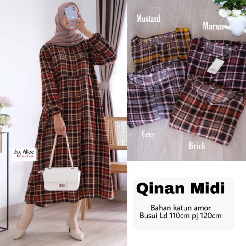 Midi Qinan Dress matt Katun Amor by Alice