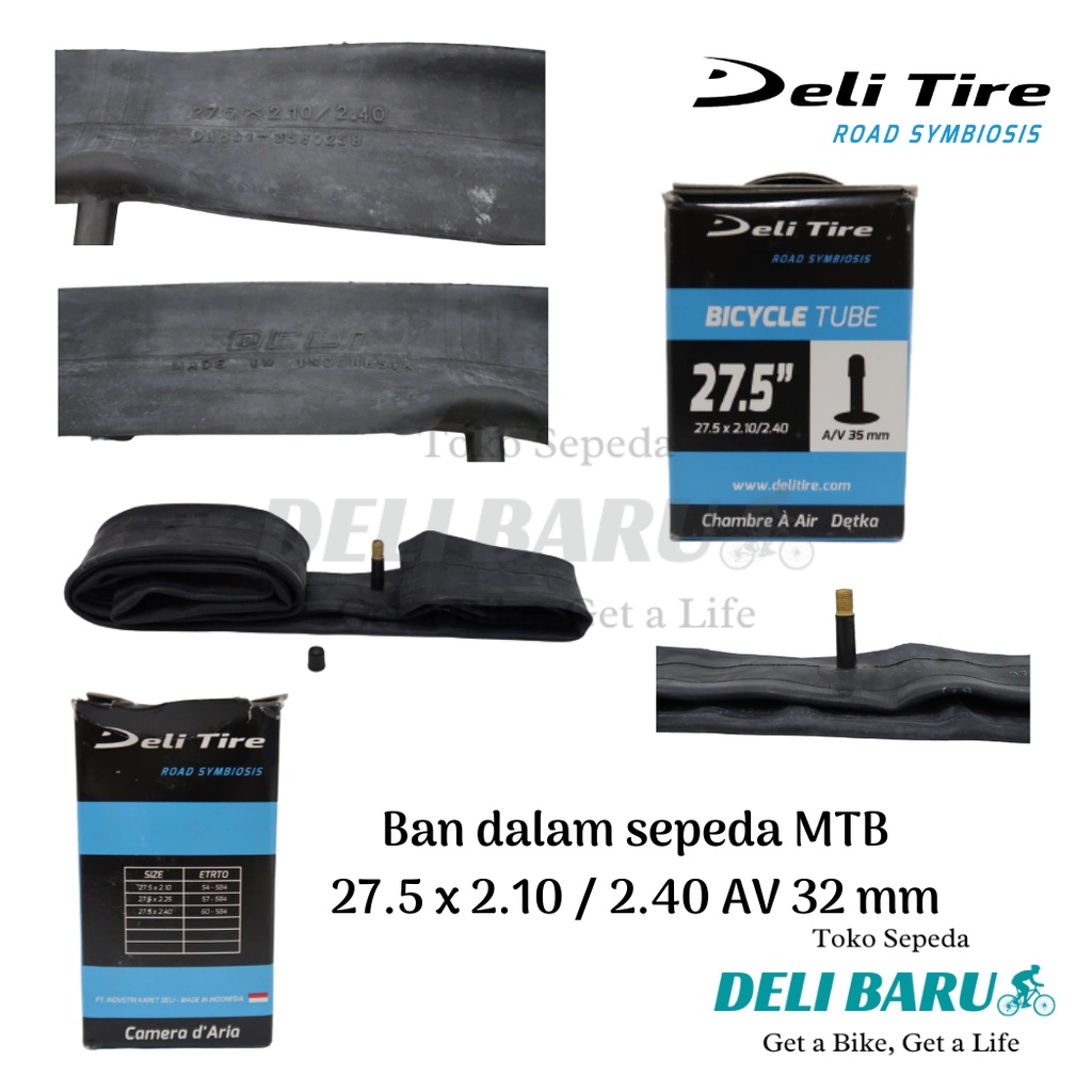 Deli tire Ban dalam 27.5 x 2.10 / 2.40 lebar pentil motor AV sepeda MTB