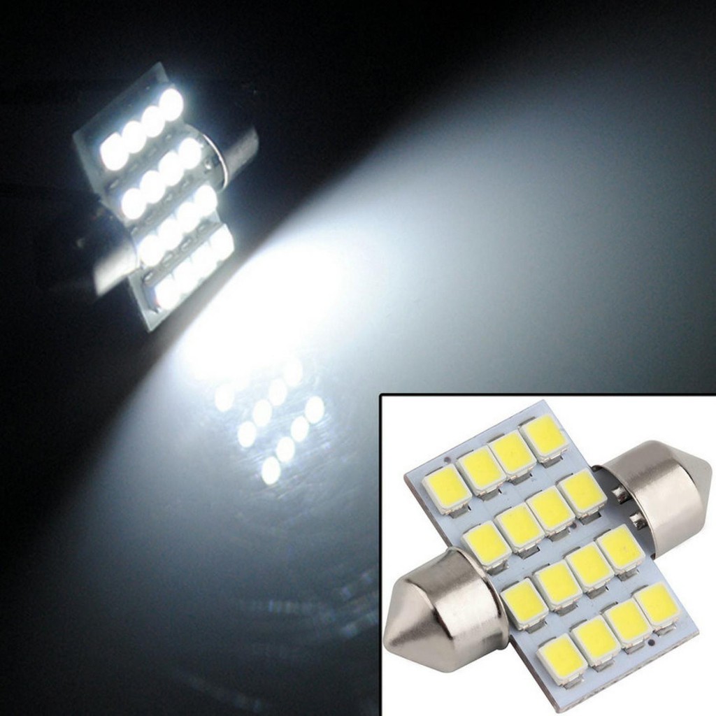 Bayar Ditempat Lukstar Lampu Mobil LED Super White 31mm Festoon 16 SMD 1210 2 PCS