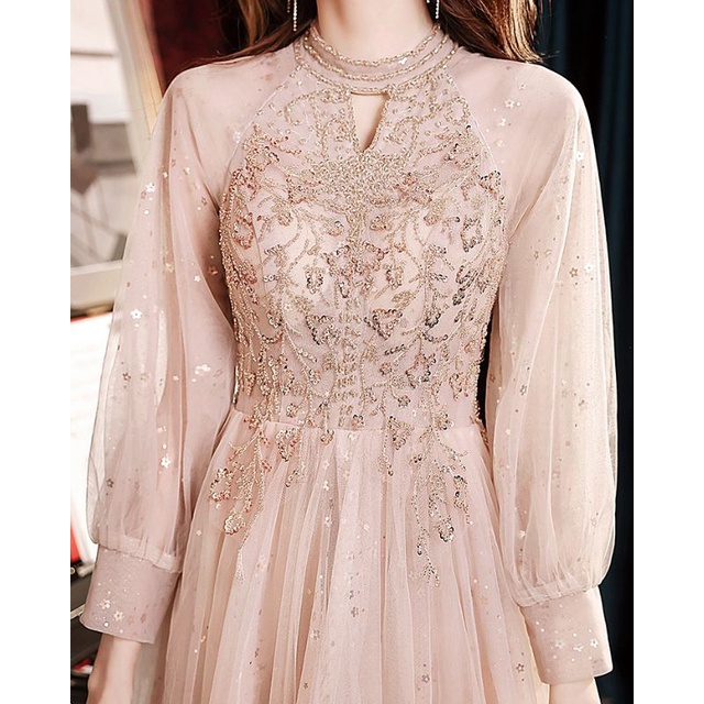 Realpic G682 S-3XL Bisa Custom Gaun mewah impor gaun pesta gaun maxi gaun dusty pink gaun bridal lon