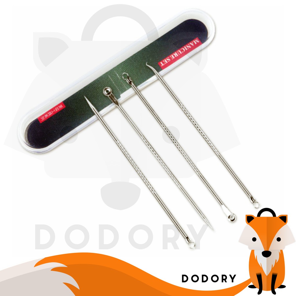 HL0140 Alat Pencet Jerawat Komedo Set 4 In 1 Pinset Jerawat Pembersih Blackhead