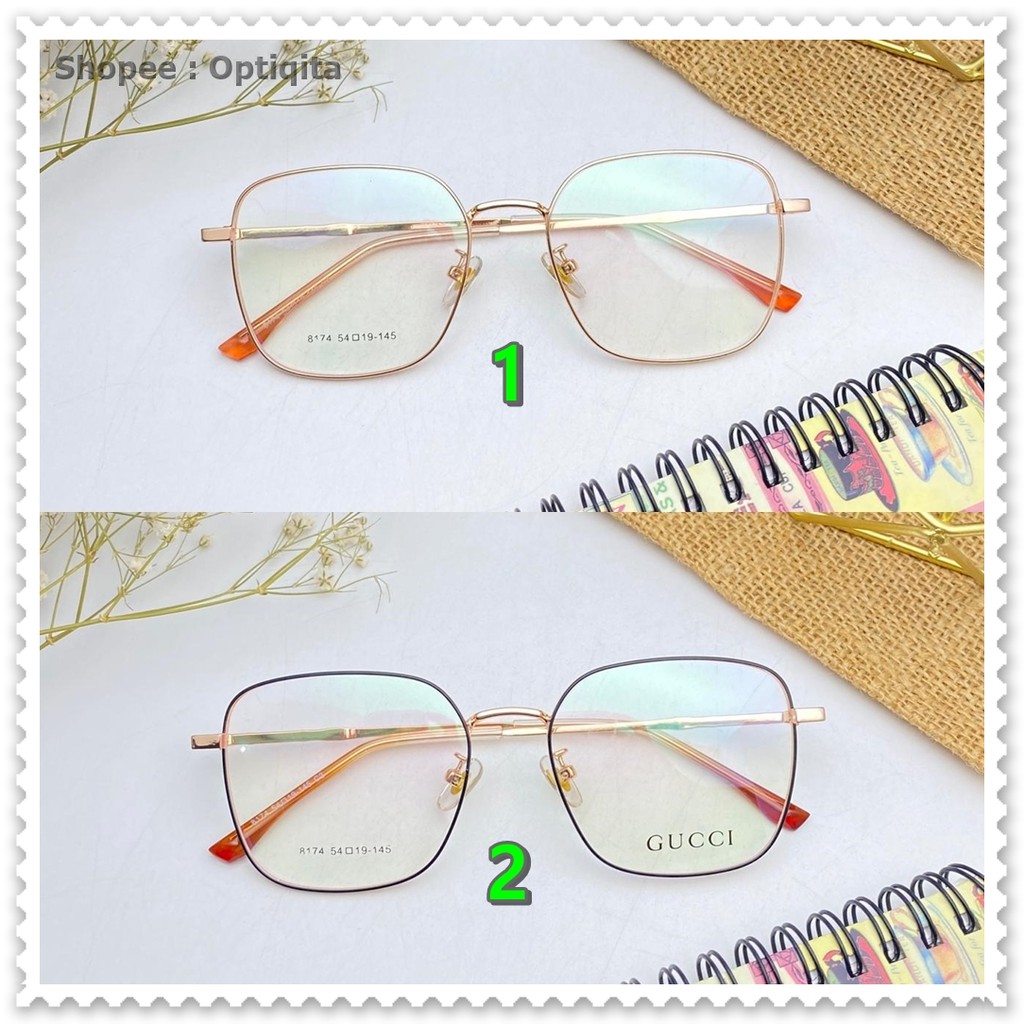 Paket Kacamata Photocromic Anti Radiasi Blueray Kotak Wanita 8174