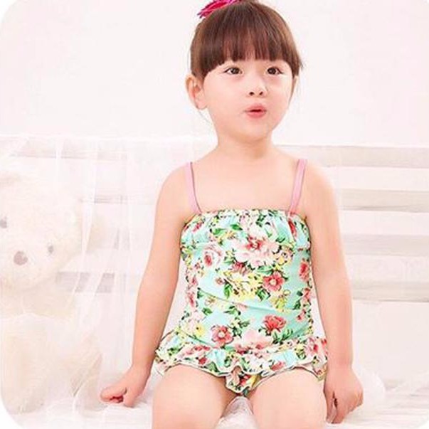 SWIMSUIT BIG ROSE - GREEN. / baju renang anak murah