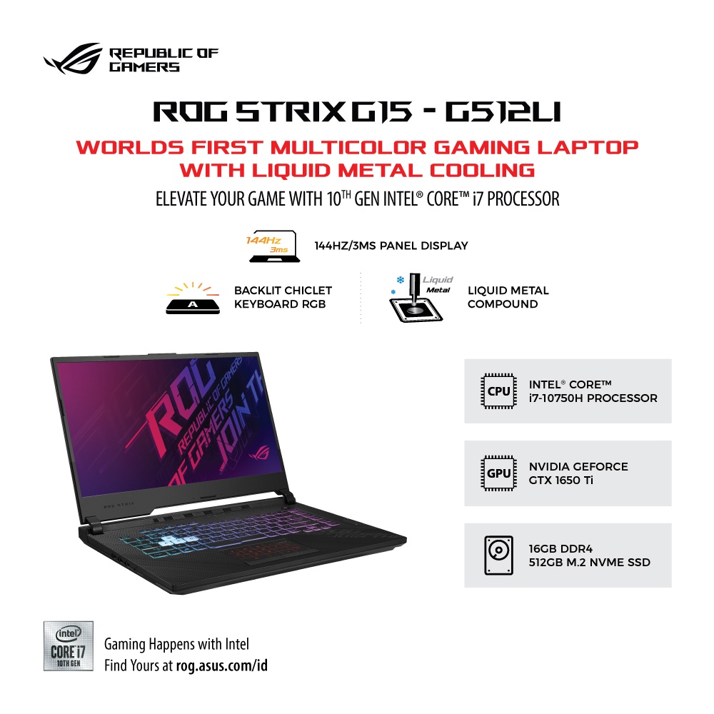Asus ROG Strix G512LI I75TB7T [Corei7|16GB|512GB SSD|15.6"|GTX1650Ti]