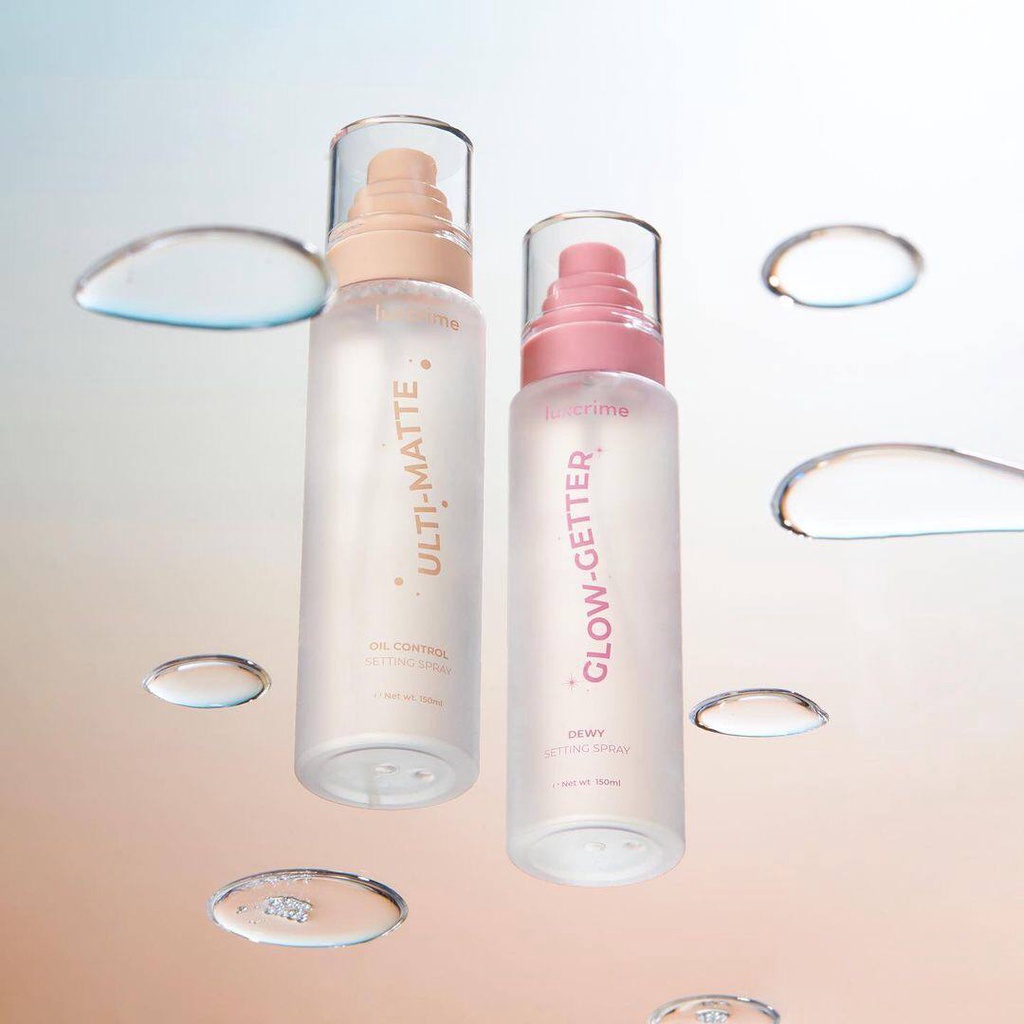 LUXCRIME Glow-Getter Dewy Setting Spray / Ulti-Matte Oil Control Setting Spray (150ml)