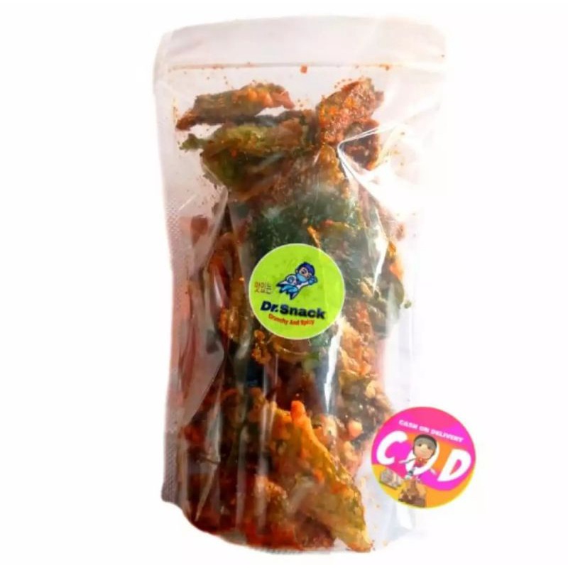 

camilan bayam crispy pedas/cemilan pedas/camilan pedas/snack/makanan ringan/bayam/crispy/cemilan murah/drsnack/xtrapedas