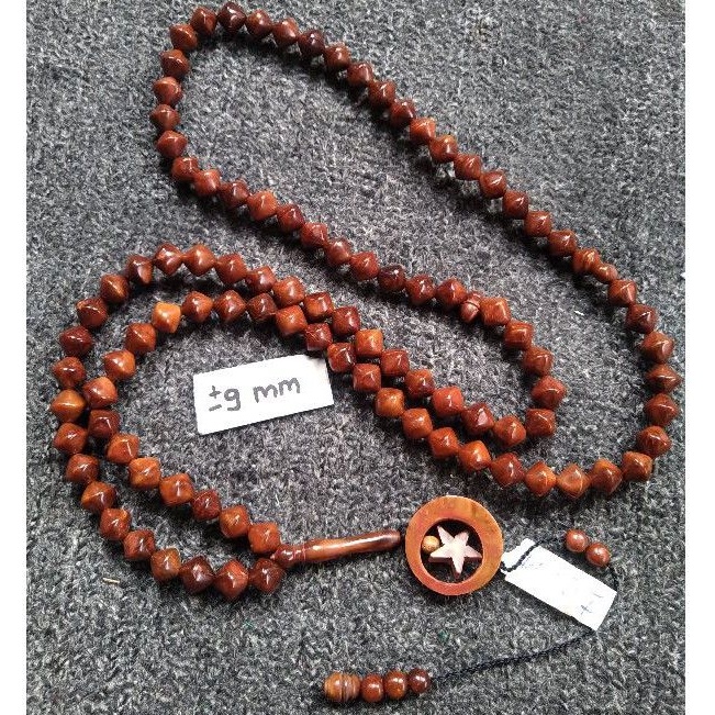 tasbih kokka wajik ± 9 mm ( 9mm ) 99 butir bulan bintang