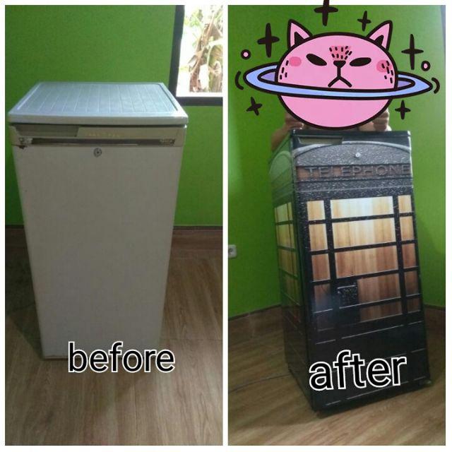 Stiker Kulkas Telephon Box Merah