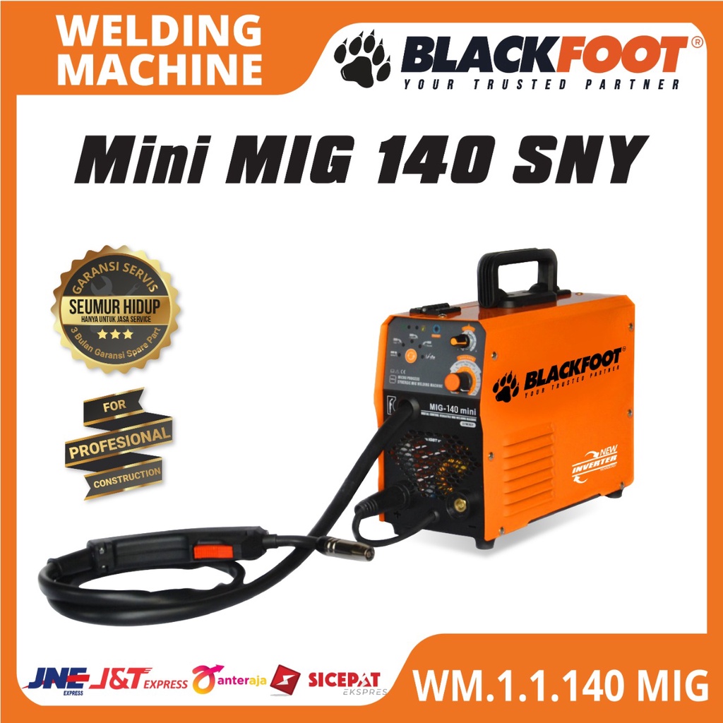 BLACKFOOT - Mesin Trafo Las Type Mini Mig 140 sny (mma & mig) - 220V / 50Hz / 60Hz Kawat las (Electr