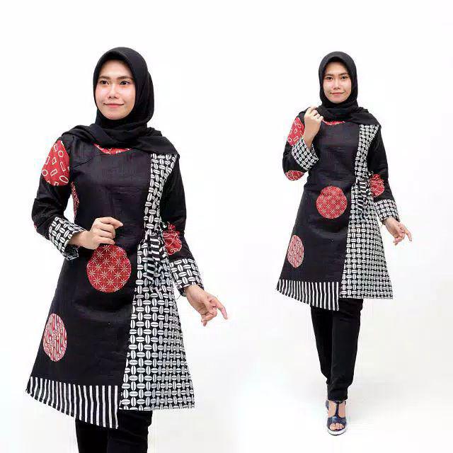 Terlaris Serut Genes Jelita Tunic Navbor Yelbor Whitbor Creambor Tunik Batik Modern Hrb030 Dolbi Dob