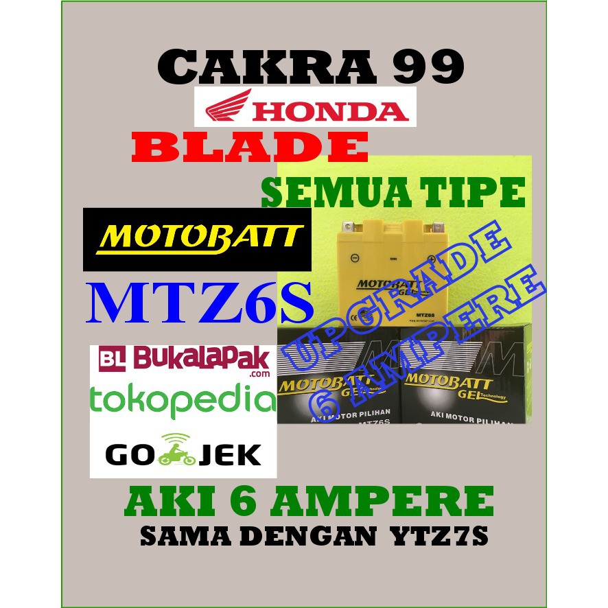Aki Gel Kering Motobatt MTZ6S YTZ7S Aki bebas perawatan GS YUASA S L613 S L Motor