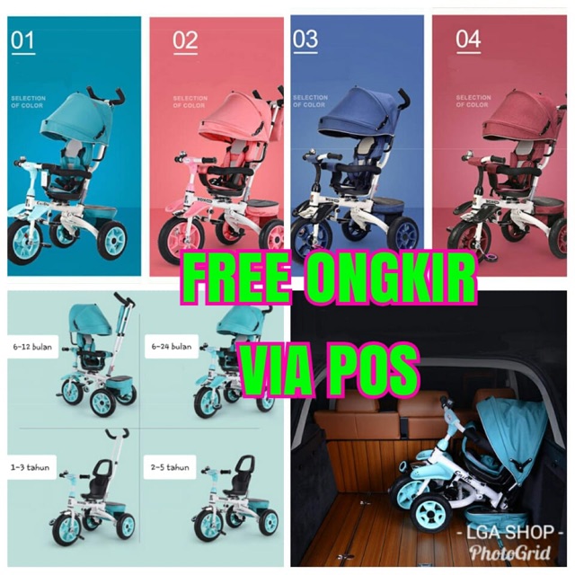 FREE ONGKIR Sepeda lipat anak roda tiga tricycle anak lipat