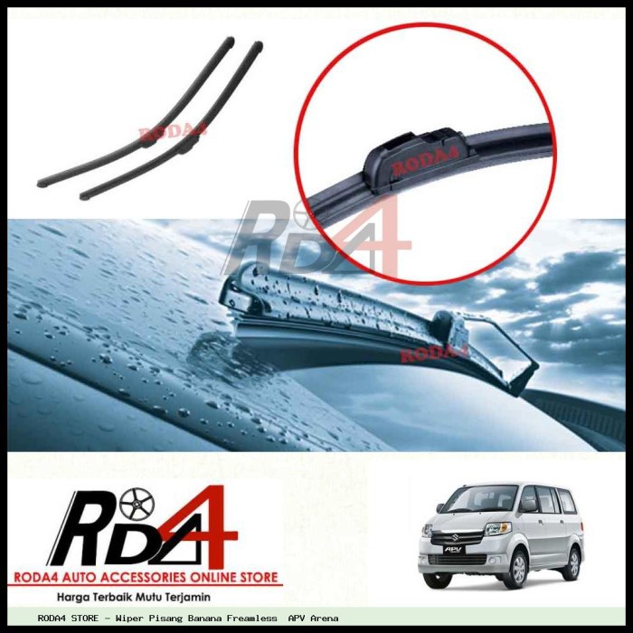 Wiper Mobil APV Arena 18 20 Frameless Banana 1 Set 2 Pcs