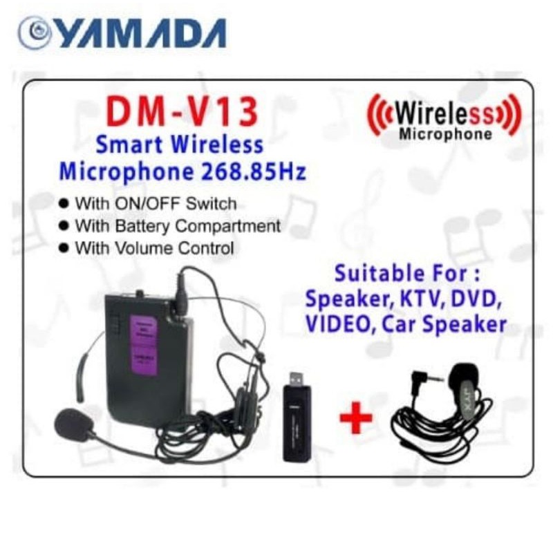 Mic Jepit Wireless Yamada DM-V13 Microphone Wireless Headset