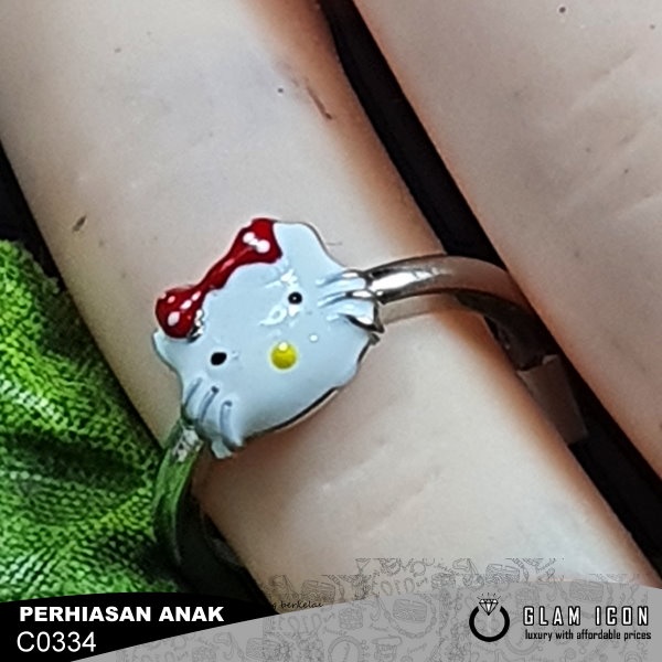 Cincin anak karakter Hailo kiti pita merah C0334 CAS