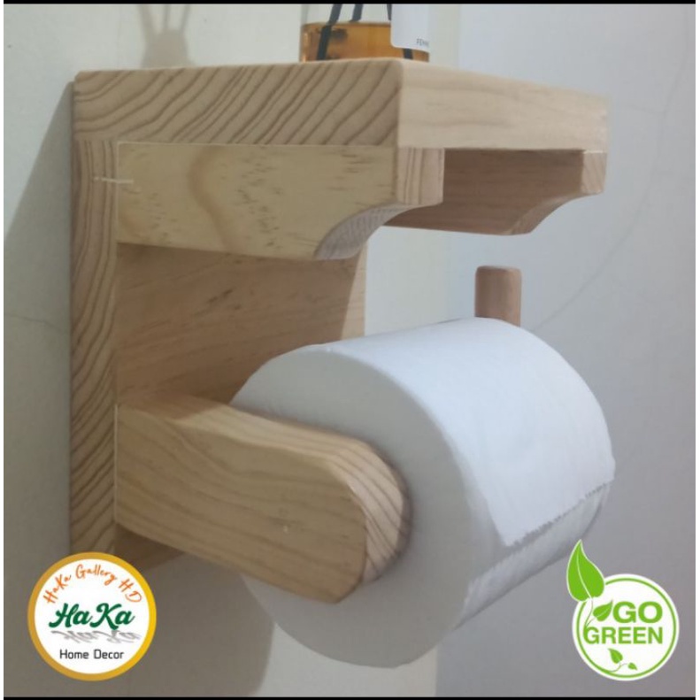 Tempat Tissue Tisu Holder Gulung Roll Dapur Kamar Mandi Kayu