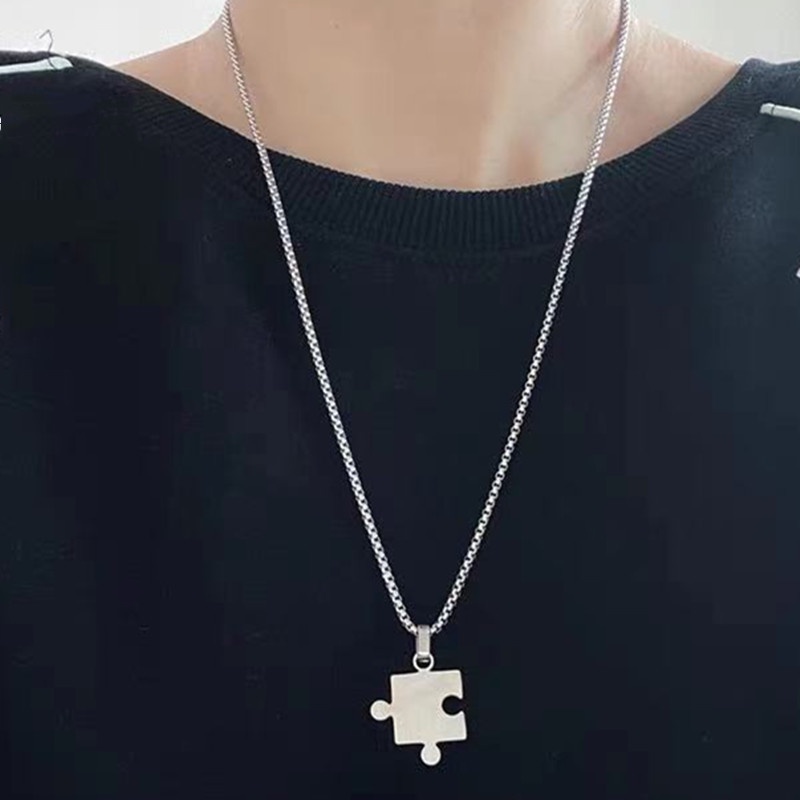 Kalung Model Puzzle Jumping Gaya Hip Hop Untuk Aksesoris Pasangan