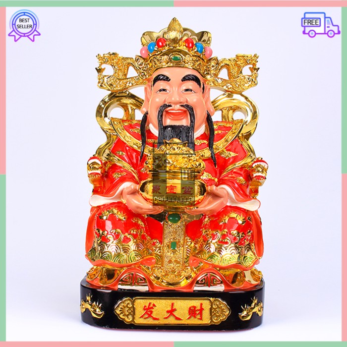 Pajangan Patung Hiasan Hadiah Meja Kantor Dewa Cai Shen Chaisen Amulet Kekayaan Kwan Kong Guan Yu Bumi Maitreya Fengshui Fengsui Feng Shui Rejeki Hoki Meja Altar Sembahyang Batu Giok Resin Rupang Gelang Tasbih Buddha Budha Amitabha Statue Necklace Besar