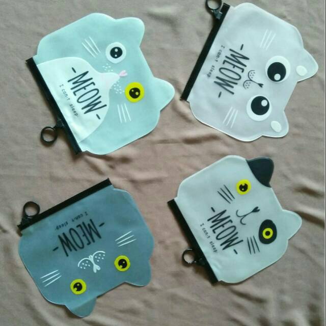 

Tempat pensil / Tempat kosmetik motif kucing transparan