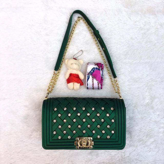 Tas jelly matte anyam diamond