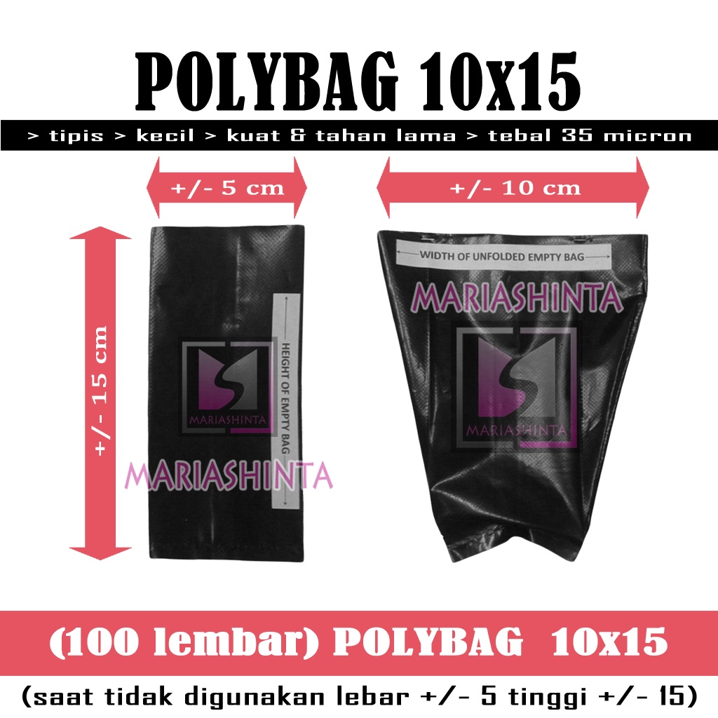 (100 lembar) Polybag 10x15 Polybag Lipat / Polibag / Polibeg / Polibek 10 x 15